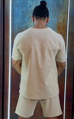 Basic oversize linen short sleeve top men