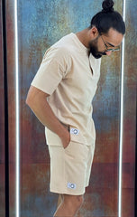 Basic oversize linen short sleeve top men