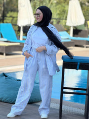 striped linen pants