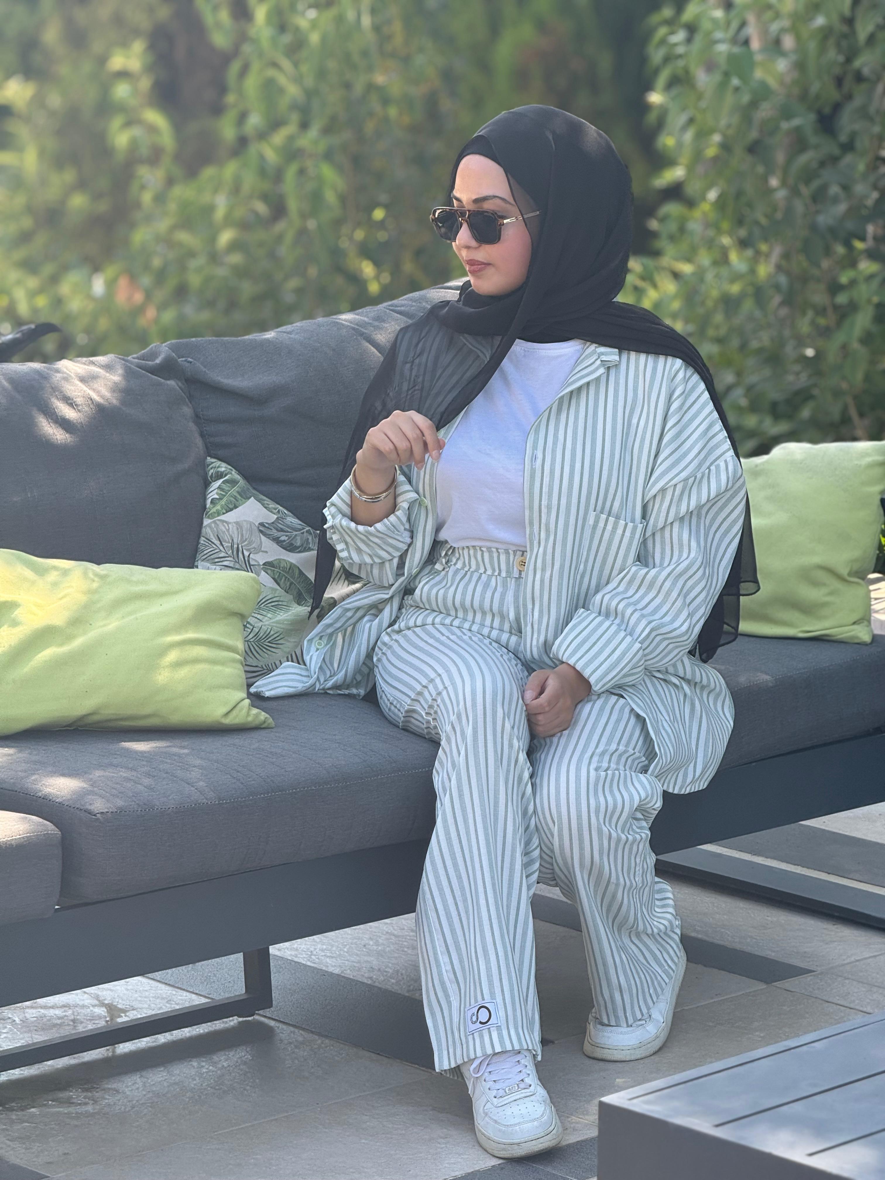 striped linen pants