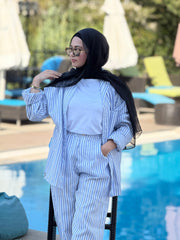 striped linen pants