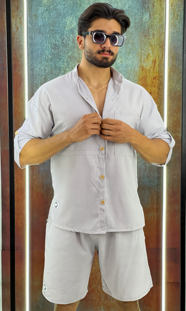 light grey linen set - Men