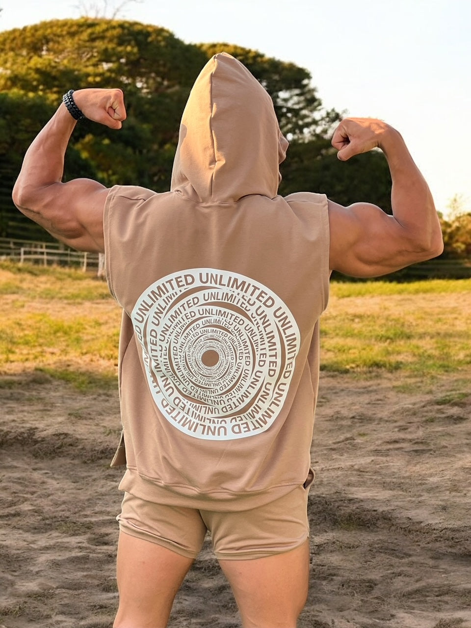 over size light blend sleeveless hoodie