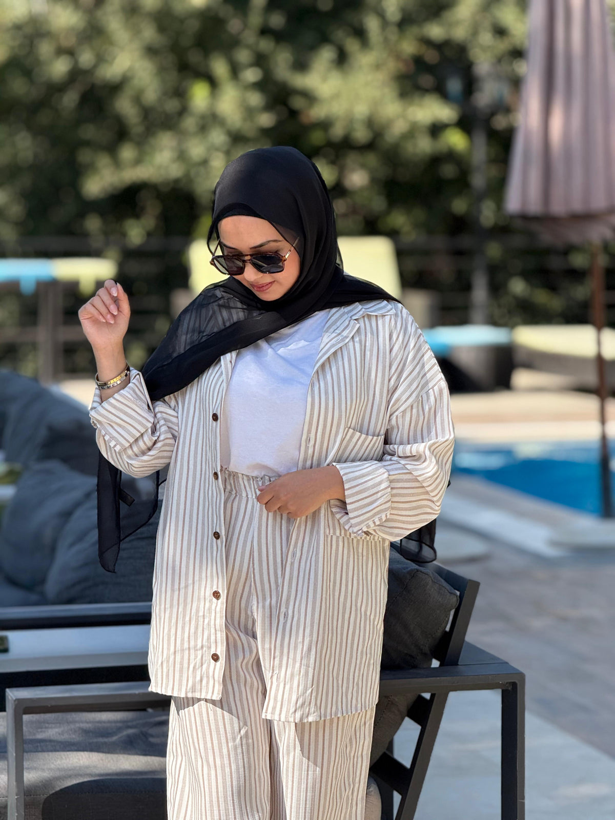 striped linen pants