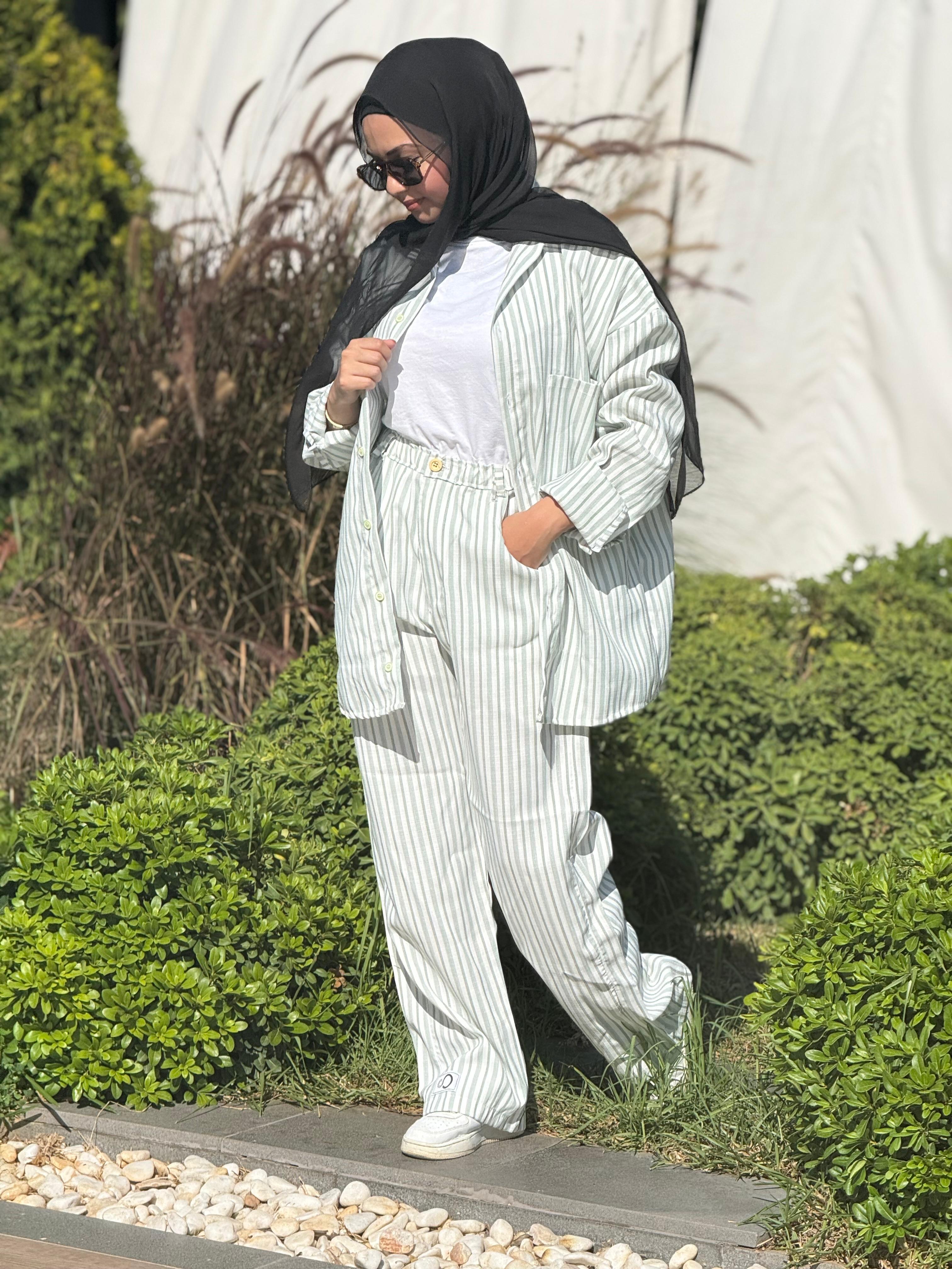 striped linen pants